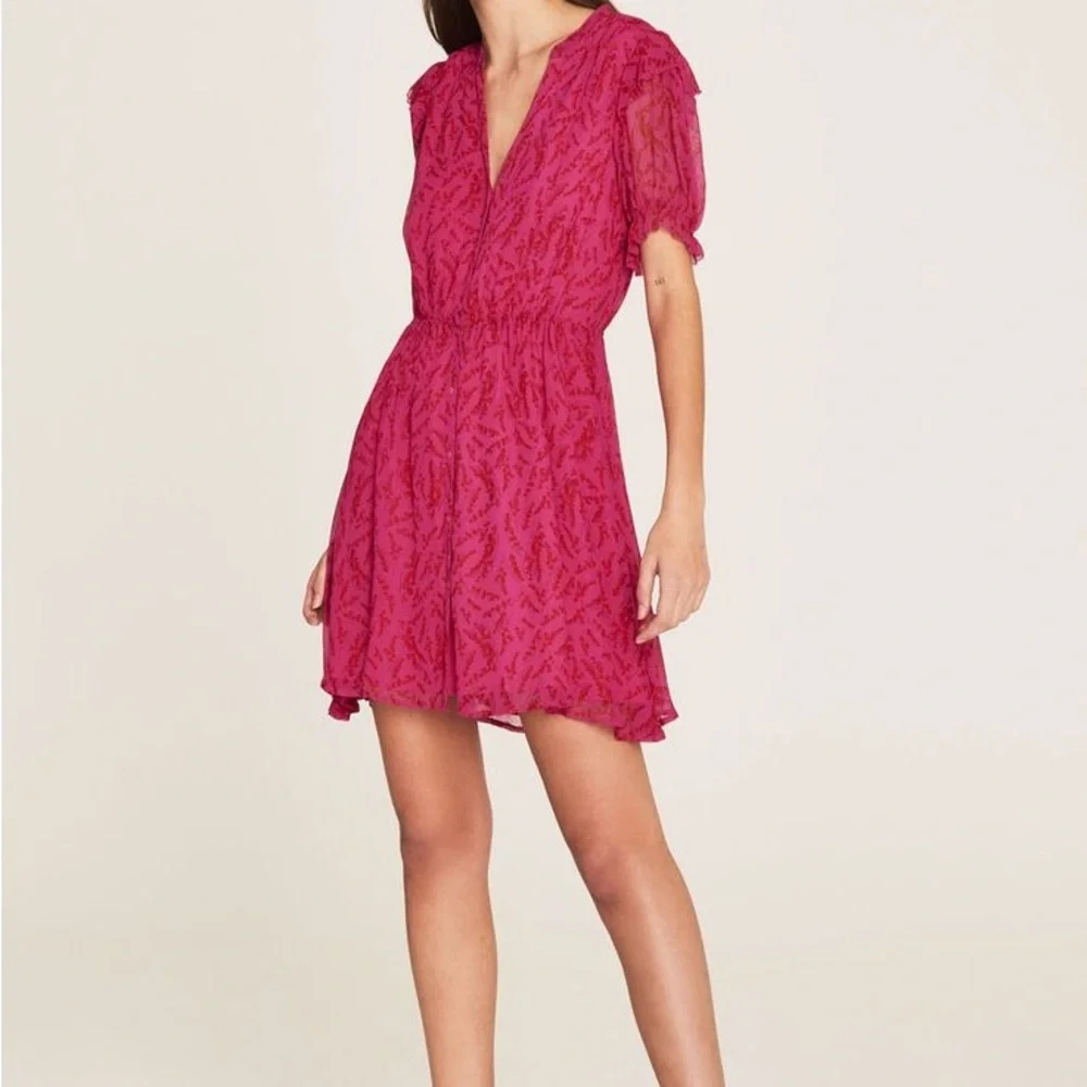 ba&sh Pink Ruched Wrap Mini Dress - Picture 1 of 6